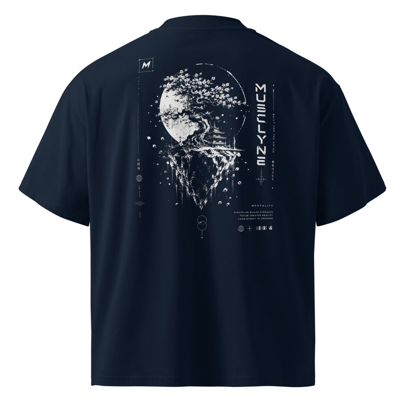 MUSCLYNE Oversized T-Shirt Mountain Mentality, French Navy – Rückenansicht mit Print