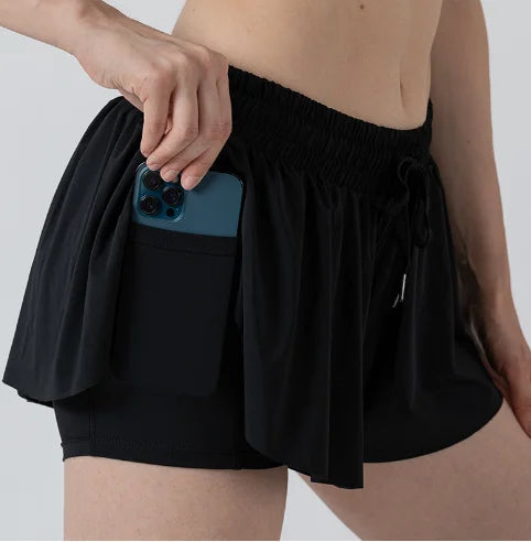 MUSCLYNE Damen 2-in-1 Performance Shorts – Schwarz