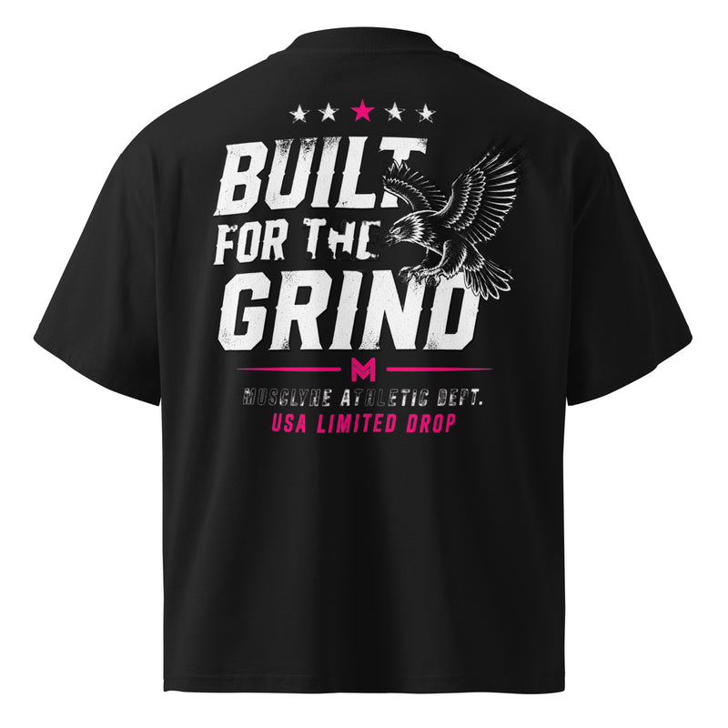 MUSCLYNE Oversized T-Shirt Grind Eagle, schwarz – Rückenansicht mit Adler-Print