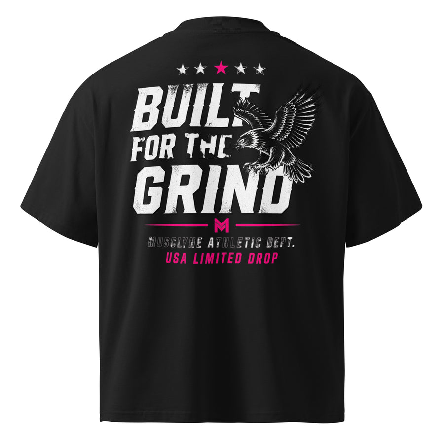 MUSCLYNE Oversized T-Shirt Grind Eagle, schwarz – Rückenansicht mit Adler-Print