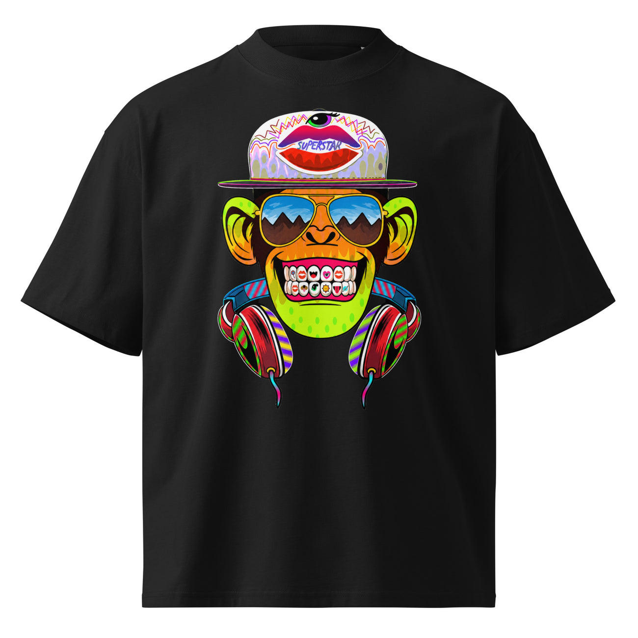 MUSCLYNE Oversized T-Shirt "Superstar Monkey" – Black