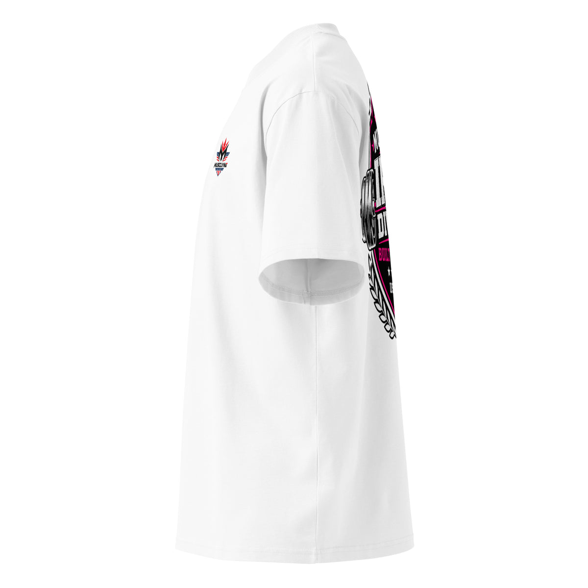 MUSCLYNE Oversized T-Shirt Iron Division, weiß – Seitenansicht