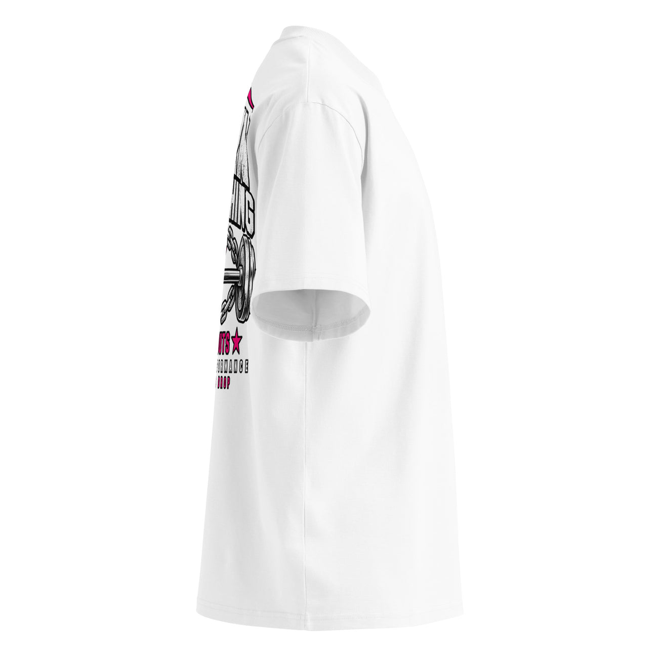 MUSCLYNE Oversized T-Shirt Earn Everything, weiß – Seitenansicht rechts