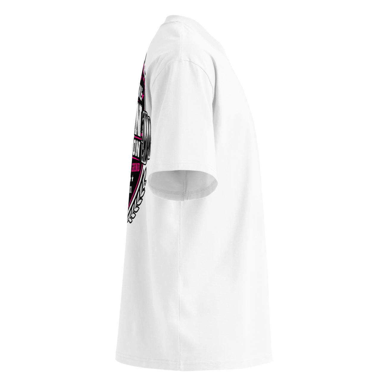 MUSCLYNE Oversized T-Shirt Iron Division, weiß – Seitenansicht rechts